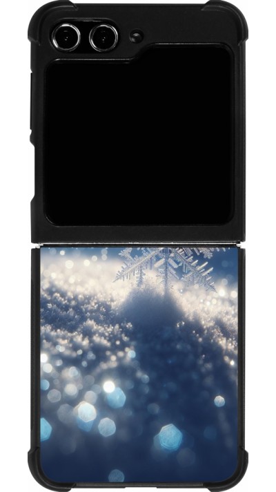 Coque Samsung Galaxy Z Flip5 - Silicone rigide noir Flocon Solaire Éclat