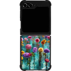 Coque Samsung Galaxy Z Flip5 - Silicone rigide noir Flower sea waves