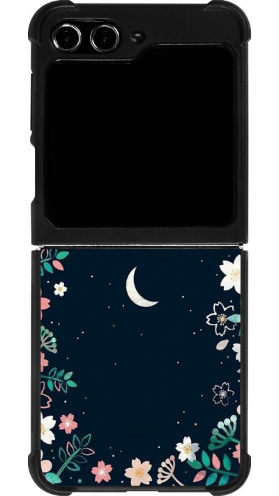 Coque Samsung Galaxy Z Flip5 - Silicone rigide noir Flowers space
