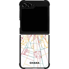 Coque Samsung Galaxy Z Flip5 - Silicone rigide noir Maillot de football Ghana 2026 personnalisable