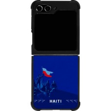 Coque Samsung Galaxy Z Flip5 - Silicone rigide noir Maillot de football Haiti 2026 personnalisable