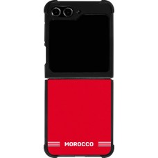 Coque Samsung Galaxy Z Flip5 - Silicone rigide noir Maillot de football Maroc 2026 personnalisable