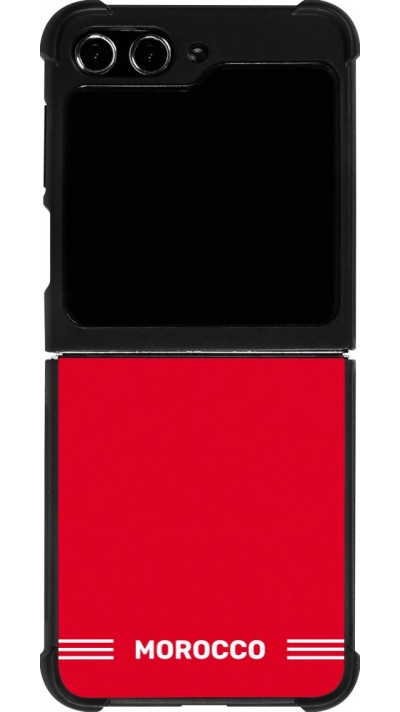 Coque Samsung Galaxy Z Flip5 - Silicone rigide noir Maillot de football Maroc 2026 personnalisable
