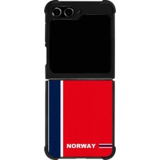 Coque Samsung Galaxy Z Flip5 - Silicone rigide noir Maillot de football Norvège 2026 personnalisable