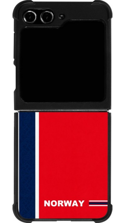 Coque Samsung Galaxy Z Flip5 - Silicone rigide noir Maillot de football Norvège 2026 personnalisable