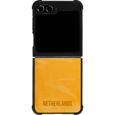 Coque Samsung Galaxy Z Flip5 - Silicone rigide noir Maillot de football Pays-Bas 2022 personnalisable