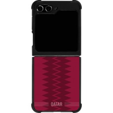 Coque Samsung Galaxy Z Flip5 - Silicone rigide noir Maillot de football Qatar 2026 personnalisable