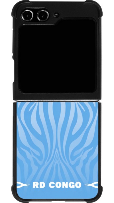 Coque Samsung Galaxy Z Flip5 - Silicone rigide noir Maillot de football RD Congo 2026 personnalisable