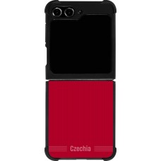 Coque Samsung Galaxy Z Flip5 - Silicone rigide noir Maillot de football Répuplique Tchèque 2026 personnalisable