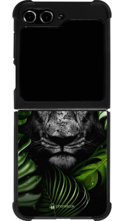 Coque Samsung Galaxy Z Flip5 - Silicone rigide noir Forest Lion