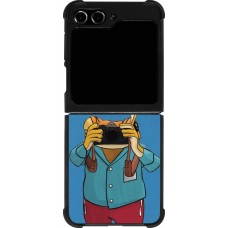 Coque Samsung Galaxy Z Flip5 - Silicone rigide noir Frog with camera DTMF