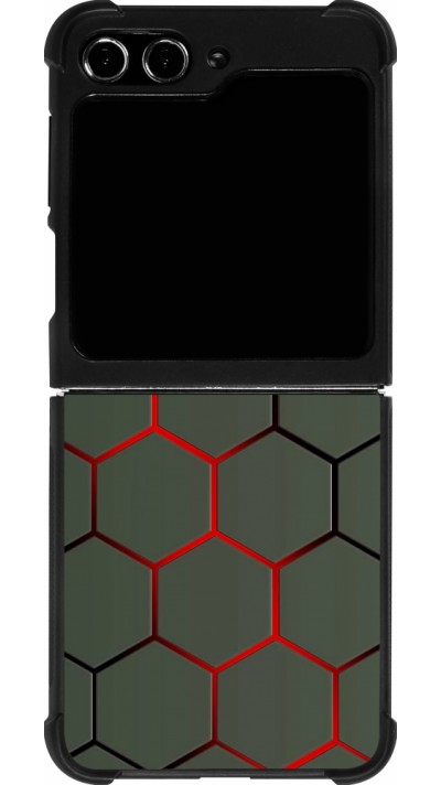 Coque Samsung Galaxy Z Flip5 - Silicone rigide noir Geometric Line red