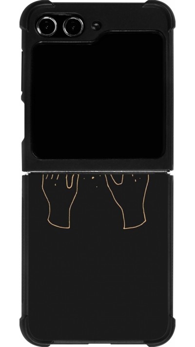 Coque Samsung Galaxy Z Flip5 - Silicone rigide noir Grey magic hands
