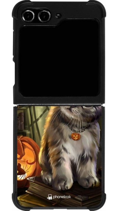 Coque Samsung Galaxy Z Flip5 - Silicone rigide noir Halloween 21 Witch cat