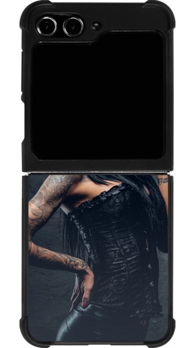 Coque Samsung Galaxy Z Flip5 - Silicone rigide noir Halloween 22 Tattooed Girl