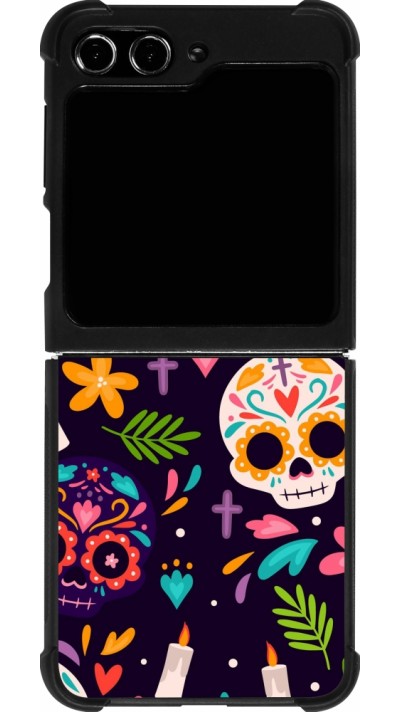 Coque Samsung Galaxy Z Flip5 - Silicone rigide noir Halloween 2023 mexican style