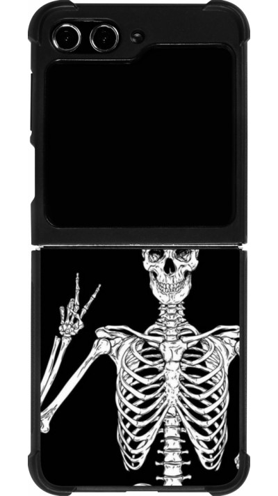Coque Samsung Galaxy Z Flip5 - Silicone rigide noir Halloween 2023 peace skeleton