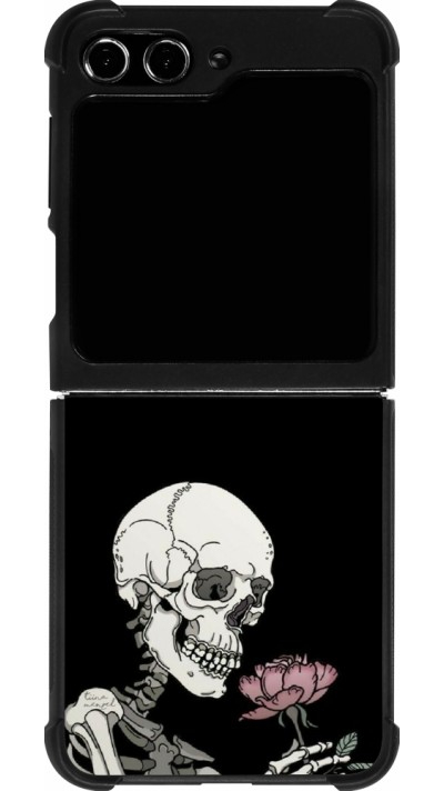 Coque Samsung Galaxy Z Flip5 - Silicone rigide noir Halloween 2023 rose and skeleton