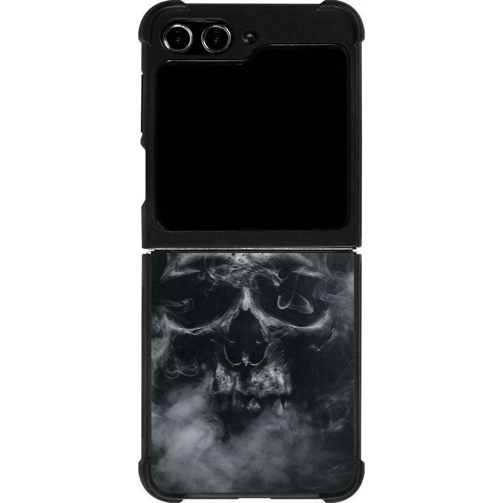 Coque Samsung Galaxy Z Flip5 - Silicone rigide noir Halloween 2024 smoky skull