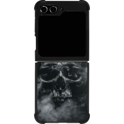 Coque Samsung Galaxy Z Flip5 - Silicone rigide noir Halloween 2024 smoky skull