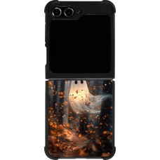 Coque Samsung Galaxy Z Flip5 - Silicone rigide noir Halloween 2025 Ghost in the forest