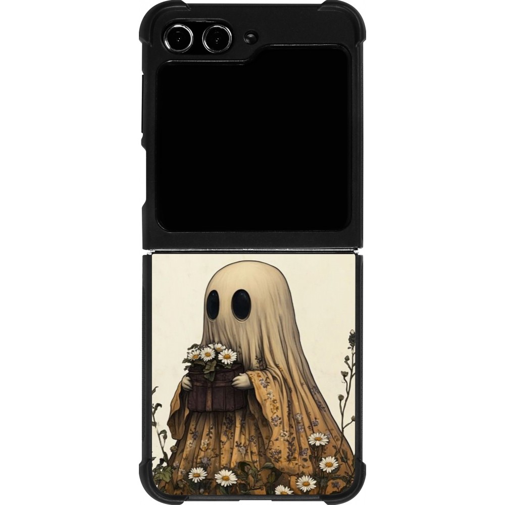 Coque Samsung Galaxy Z Flip5 - Silicone rigide noir Halloween 2025 Ghost gardener