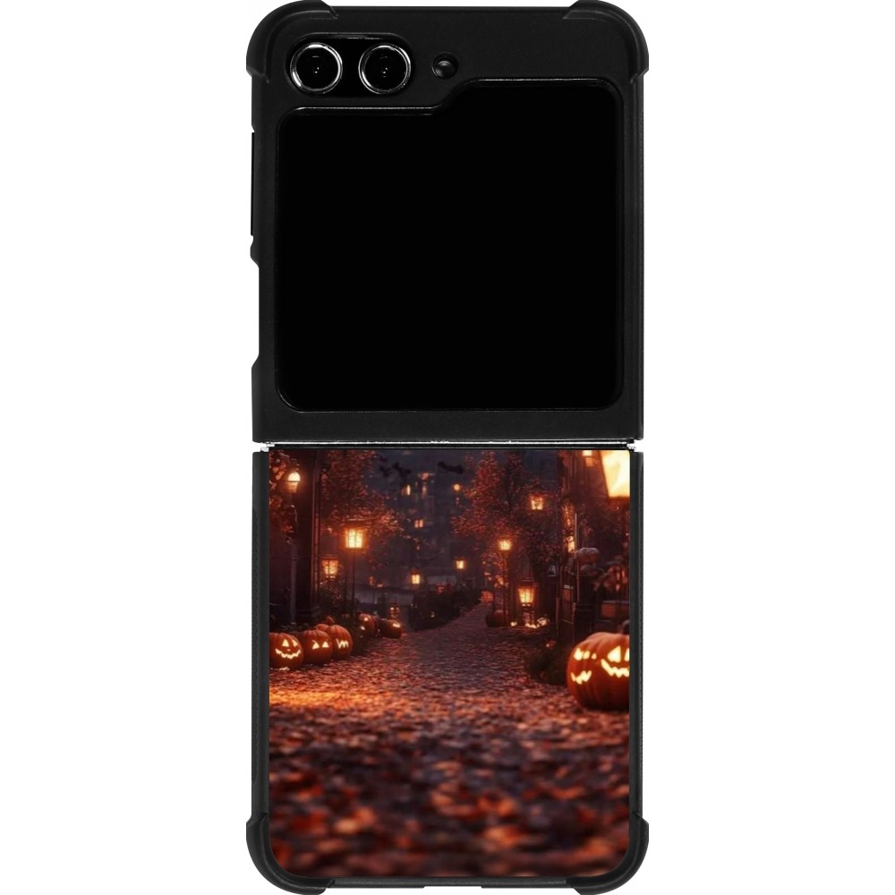 Coque Samsung Galaxy Z Flip5 - Silicone rigide noir Halloween 2025 Haunted house