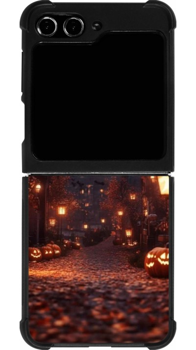 Coque Samsung Galaxy Z Flip5 - Silicone rigide noir Halloween 2025 Haunted house