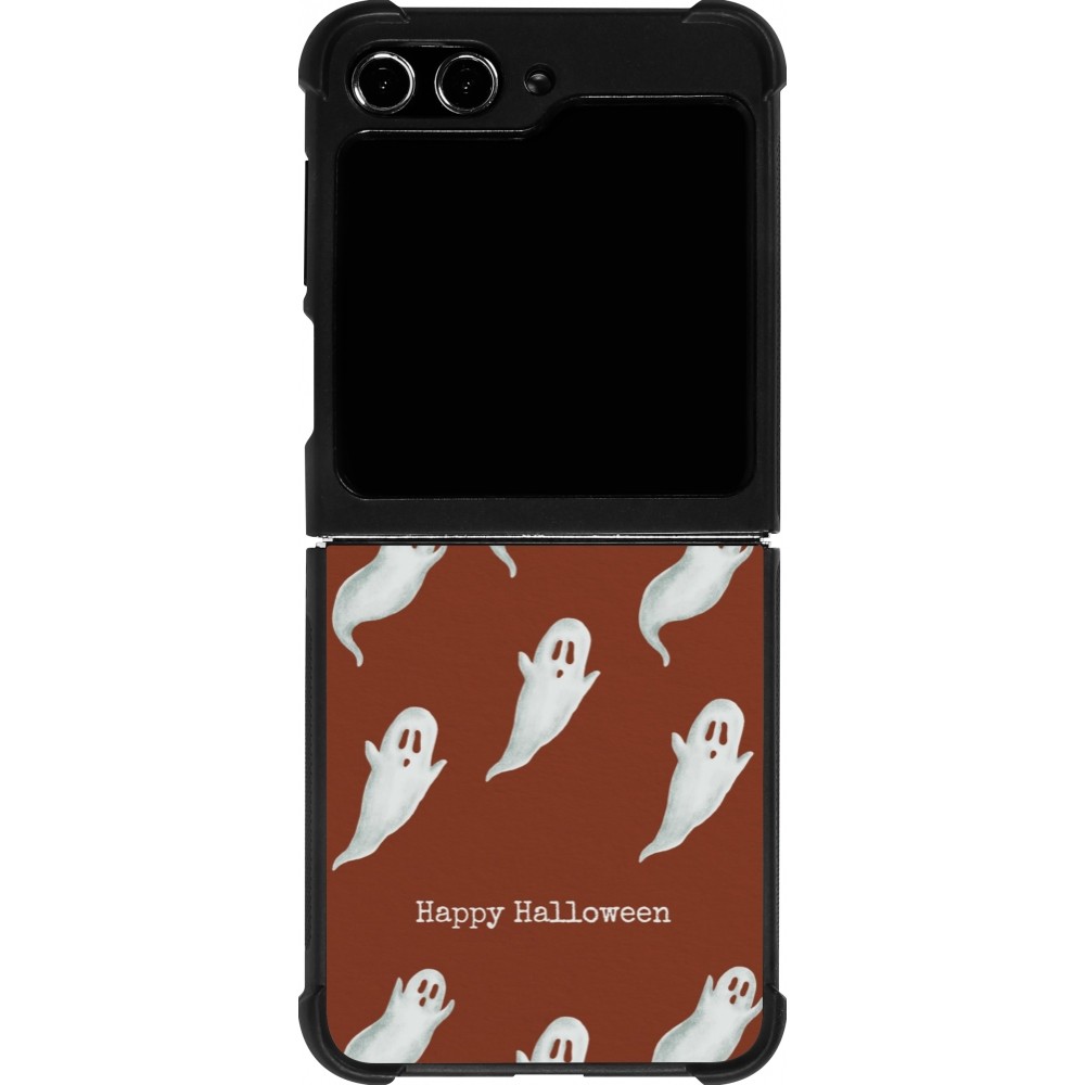 Coque Samsung Galaxy Z Flip5 - Silicone rigide noir Halloween 2025 Pattern of ghosts