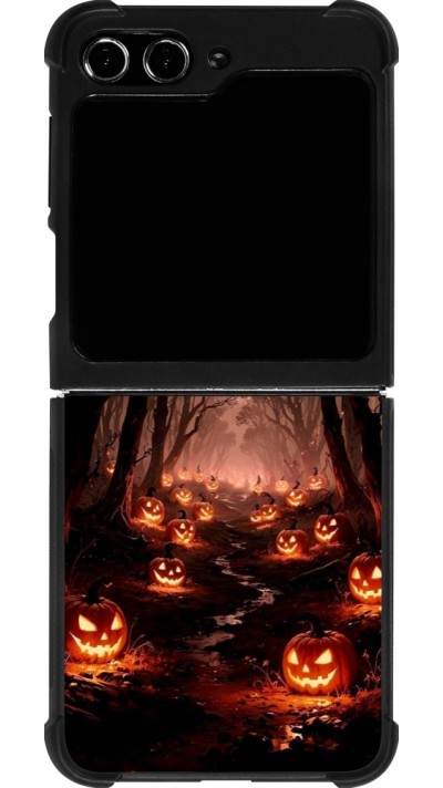 Coque Samsung Galaxy Z Flip5 - Silicone rigide noir Halloween 2025 Road of Terrifying Pumpkins