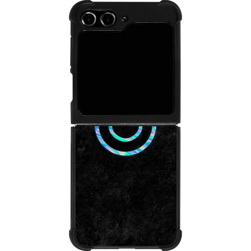 Coque Samsung Galaxy Z Flip5 - Silicone rigide noir Happy smiely irisé