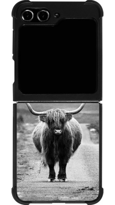 Coque Samsung Galaxy Z Flip5 - Silicone rigide noir Highland cattle