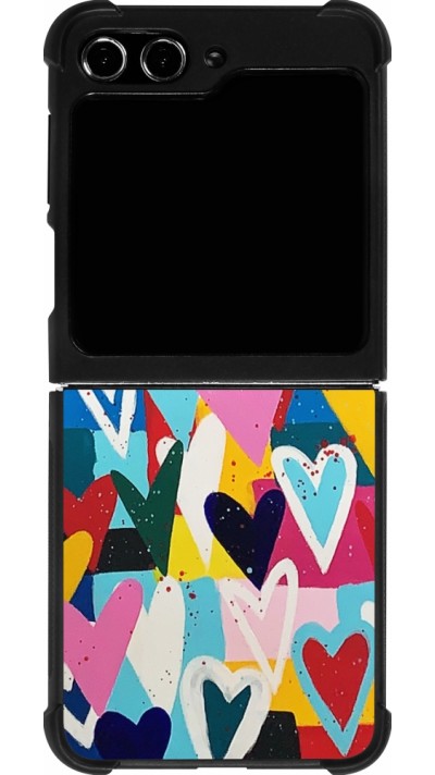 Coque Samsung Galaxy Z Flip5 - Silicone rigide noir Joyful Hearts