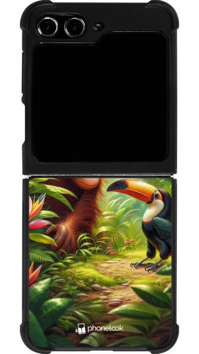 Coque Samsung Galaxy Z Flip5 - Silicone rigide noir Jungle Tropicale Tayrona