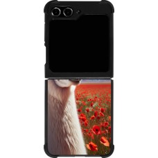Coque Samsung Galaxy Z Flip5 - Silicone rigide noir Lama Chic en Coquelicot