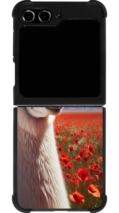 Coque Samsung Galaxy Z Flip5 - Silicone rigide noir Lama Chic en Coquelicot