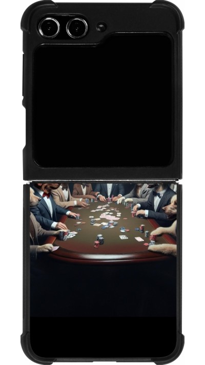 Coque Samsung Galaxy Z Flip5 - Silicone rigide noir Les pokerdogs