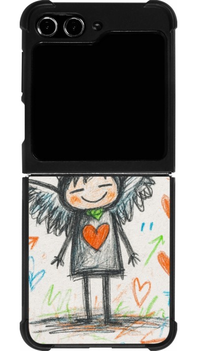 Samsung Galaxy Z Flip5 Case Hülle - Silikon schwarz Little Angel Sketch Love