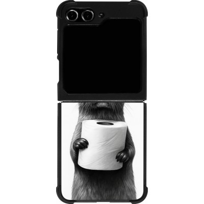 Coque Samsung Galaxy Z Flip5 - Silicone rigide noir Loutre papier de toilette