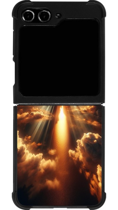 Coque Samsung Galaxy Z Flip5 - Silicone rigide noir Lueur Céleste Zenith
