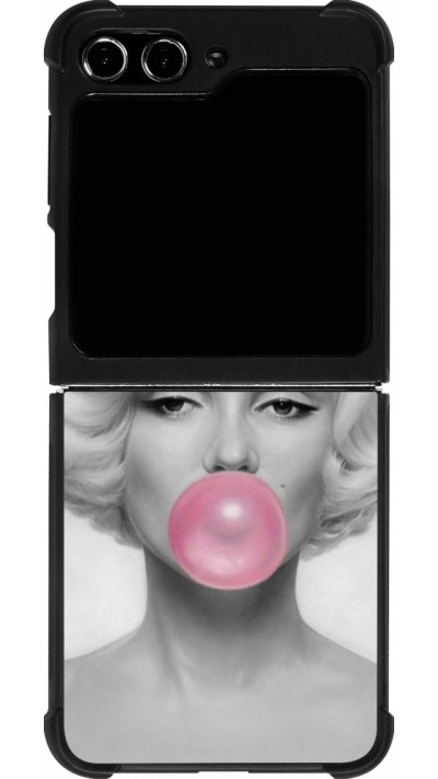 Coque Samsung Galaxy Z Flip5 - Silicone rigide noir Marilyn Bubble