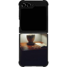 Coque Samsung Galaxy Z Flip5 - Silicone rigide noir Midnight Glow