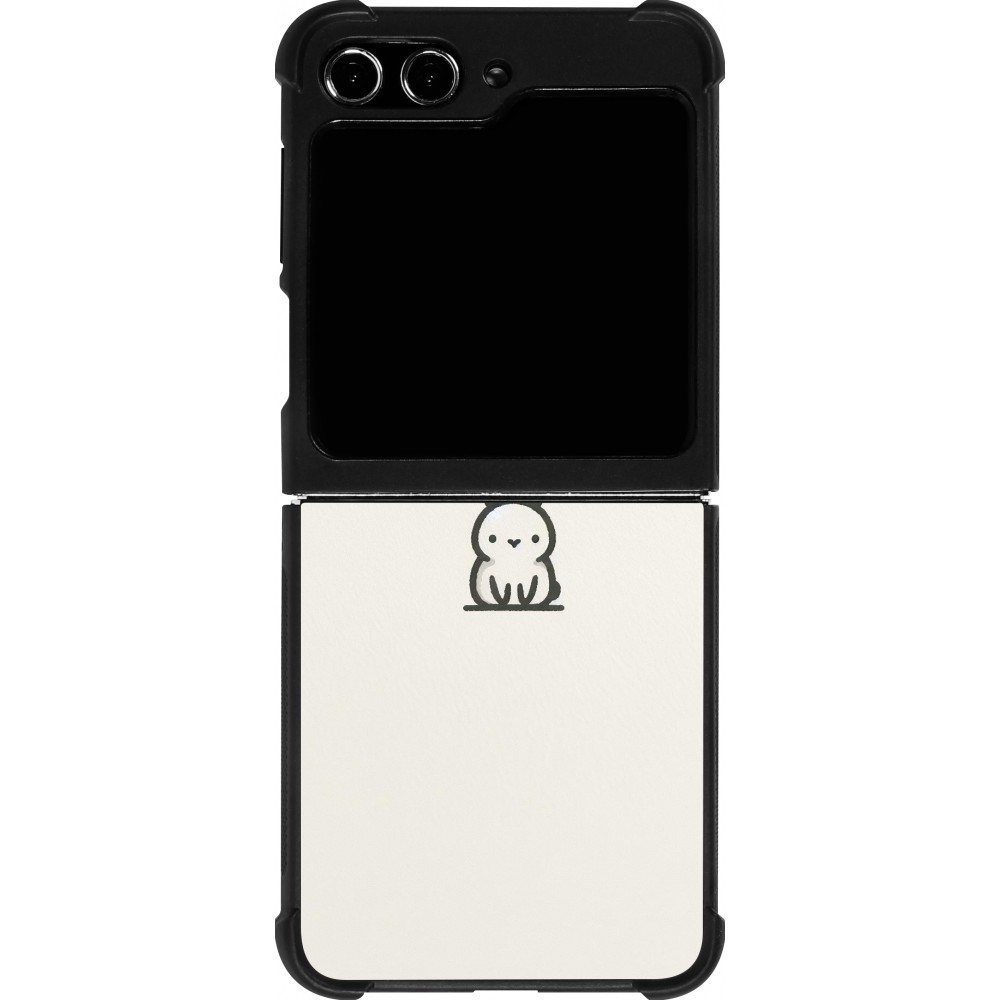 Coque Samsung Galaxy Z Flip5 - Silicone rigide noir Minimal bunny cutie