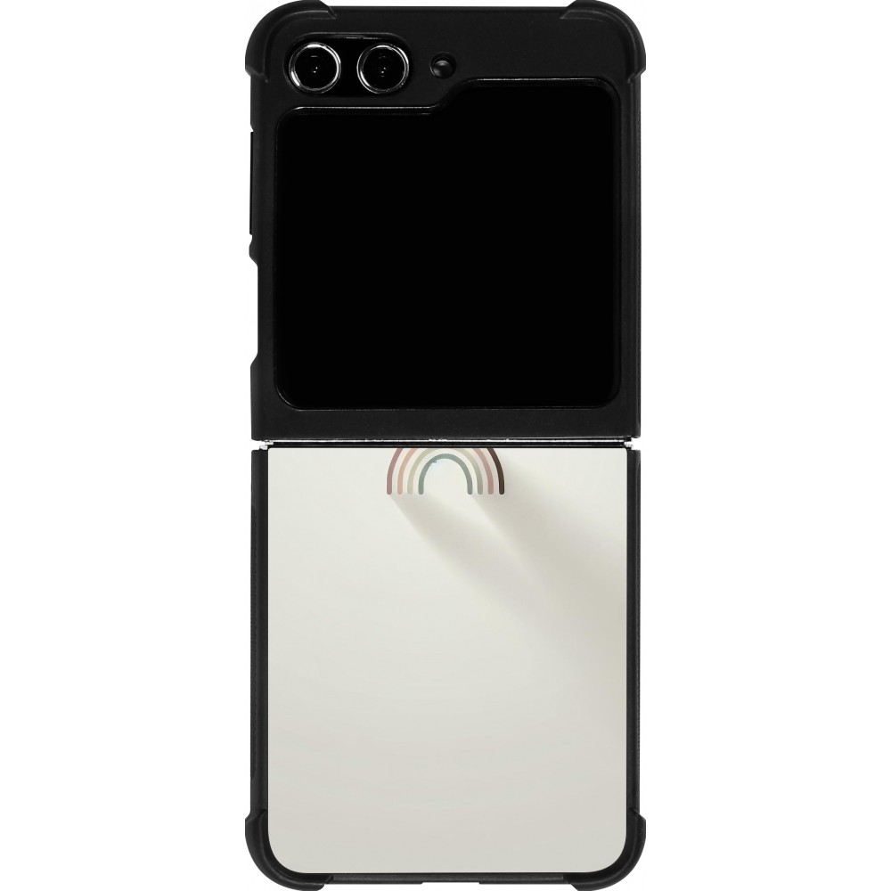 Coque Samsung Galaxy Z Flip5 - Silicone rigide noir Mini Rainbow Minimal