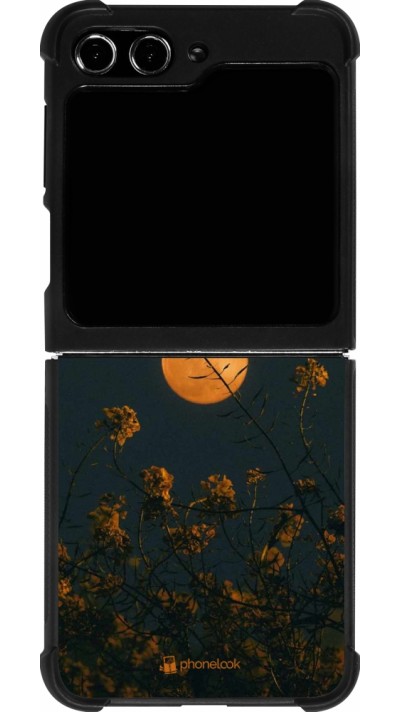 Samsung Galaxy Z Flip5 Case Hülle - Silikon schwarz Moon Flowers