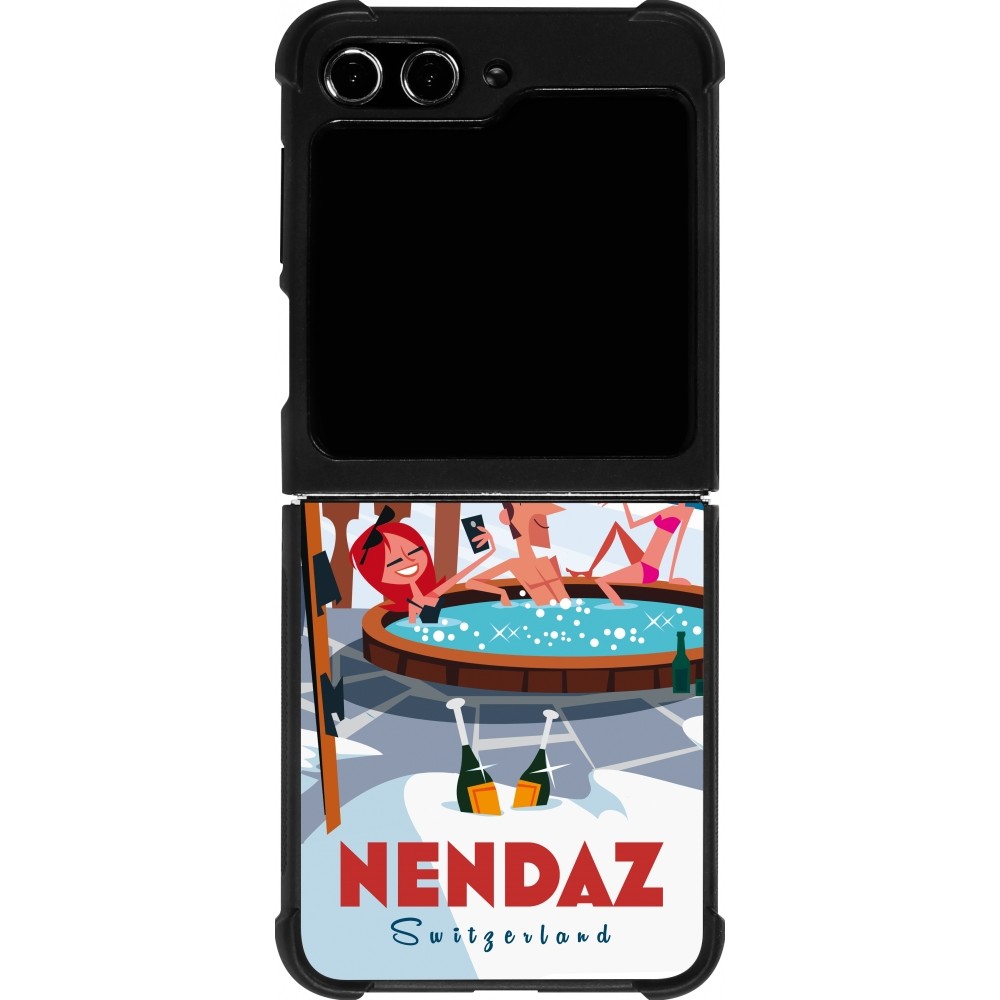 Coque Samsung Galaxy Z Flip5 - Silicone rigide noir Nendaz Mountain Jacuzzi