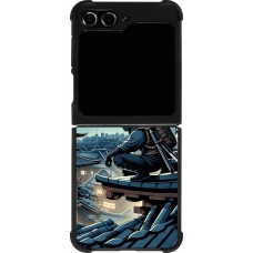 Coque Samsung Galaxy Z Flip5 - Silicone rigide noir Ninja sous la lune
