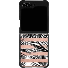 Samsung Galaxy Z Flip5 Case Hülle - Silikon schwarz Palm trees gold stripes