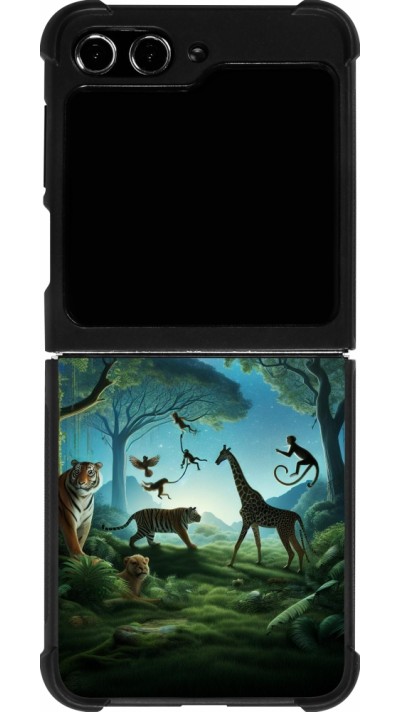 Samsung Galaxy Z Flip5 Case Hülle - Silikon schwarz Paradies der exotischen Tiere