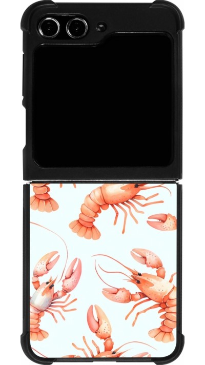 Samsung Galaxy Z Flip5 Case Hülle - Silikon schwarz Muster von pastellfarbenen Hummern